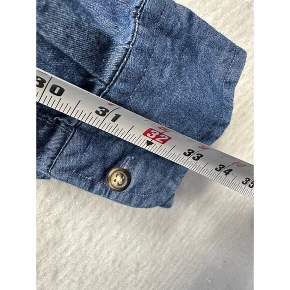 Field Gear FG Vintage 100% Cotton Mens Button Up Size Large Denim Chambray - Picture 7 of 7